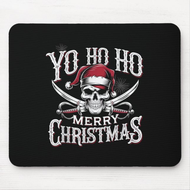 Holiday Pirate Yo Ho Ho Merry Christmas Santa Hat  Mousepad (Vorne)
