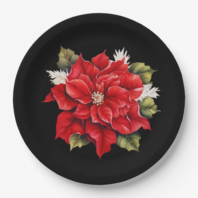 Holiday Poinsettia Pappteller (Vorderseite)