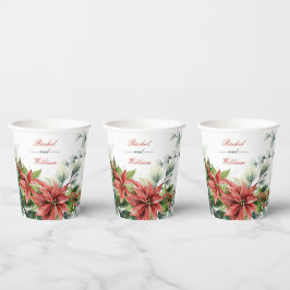 Holiday Poinsettia Wedding Paper Cups Pappbecher