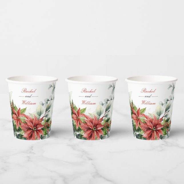 Holiday Poinsettia Wedding Paper Cups Pappbecher (Multi)