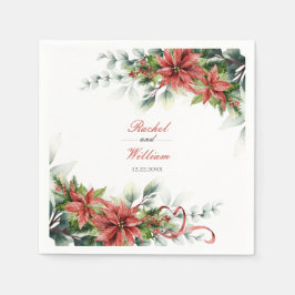 Holiday Poinsettia Wedding Paper Napkins Serviette