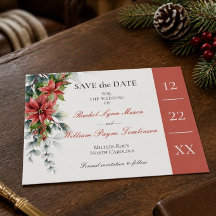 Holiday Poinsettia Wedding Save the Date Card