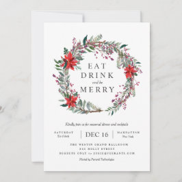 Holiday Poinsettia Wreath Party Einladung