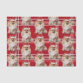 Holiday Pomeranian Dog Red Plaid Christmas Seidenpapier