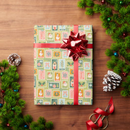 Holiday Postage Briefmarke auf Pastel Green Geschenkpapier