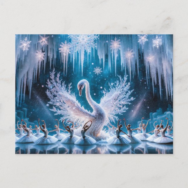 Holiday Postcard Swan Dance Feiertagspostkarte (Vorderseite)