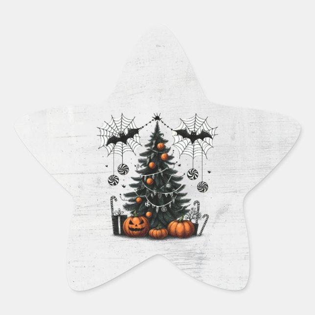 Holiday Pumpkin Tree Stern-Aufkleber (Vorderseite)