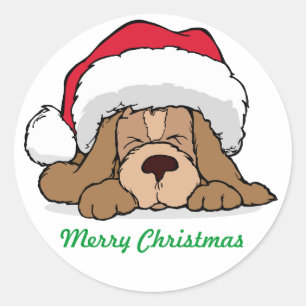 Holiday Puppy Dodge Weihnachtssaison Design-Siegel Runder Aufkleber