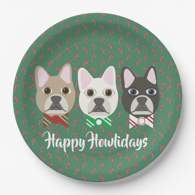 Holiday Pups Candy Cane Pappteller (Vorderseite)