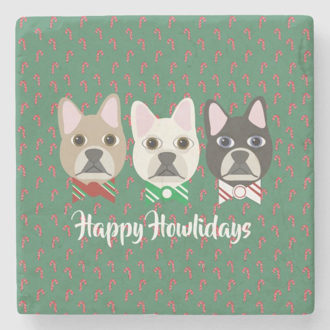 Holiday Pups Candy Cane Steinuntersetzer (Vorderseite)
