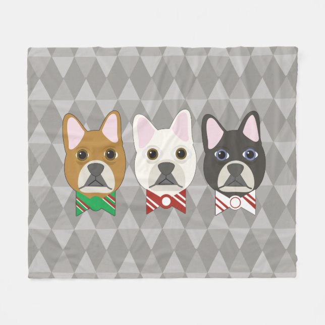 Holiday Pups Gray Diamond Fleecedecke (Vorderseite (Horizontal))