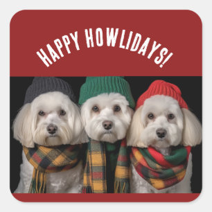 Holiday Pups Quadratischer Aufkleber