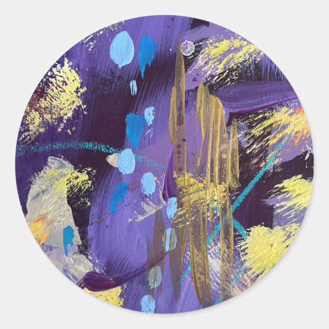 Holiday Purple and Gold Runder Aufkleber (Vorderseite)