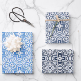 Holiday Quatrefolie in Blautönen Geschenkpapier Set