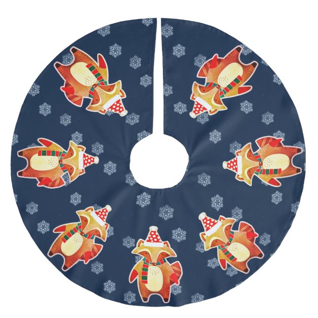 Holiday Raccoon Polyester Weihnachtsbaumdecke (Vorderseite)