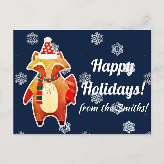 Holiday Raccoon Postkarte (Vorderseite)