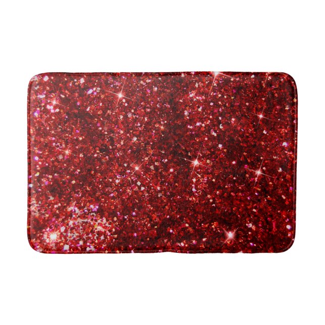 Holiday Red and Black Imitats Glitzer Weihnachten Badematte (Vorderseite)
