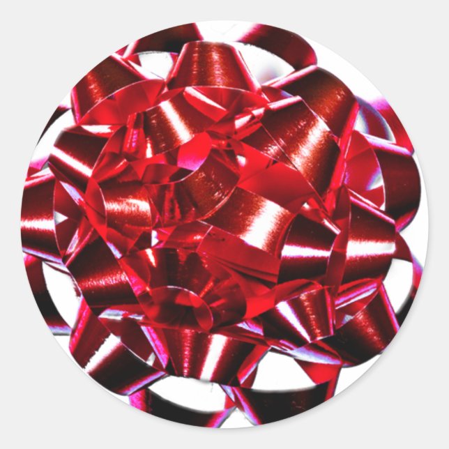 Holiday Red Bow Weihnachtssaison Card Aufkleber (Vorderseite)