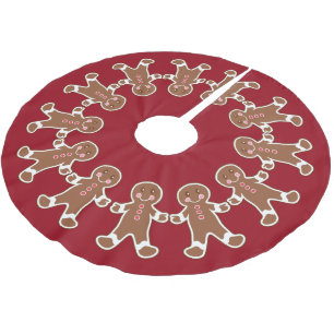 Holiday Red Gingerbread Boys Weihnachtsbaumrock Polyester Weihnachtsbaumdecke