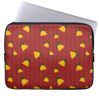 Holiday Red Gold Stripe Bells Christmas Laptopschutzhülle