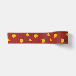 Holiday Red Gold Stripe Bells Christmas Satinband