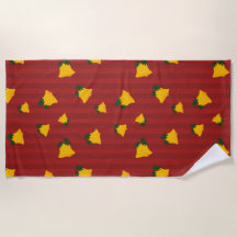Holiday Red Gold Stripe Bells Christmas