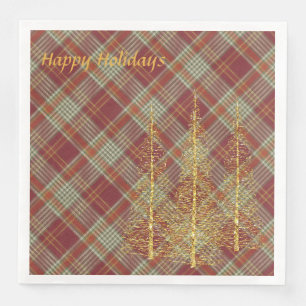 Holiday Red Kariert Christmas Paper Napkins Serviette