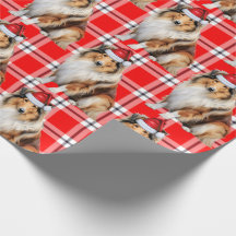 Holiday Red Kariert Collie Santa Dog Weihnachten