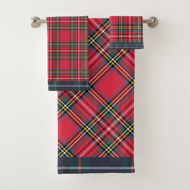 Holiday Red Mixed Kariert Badhandtuch Set (Insitu)