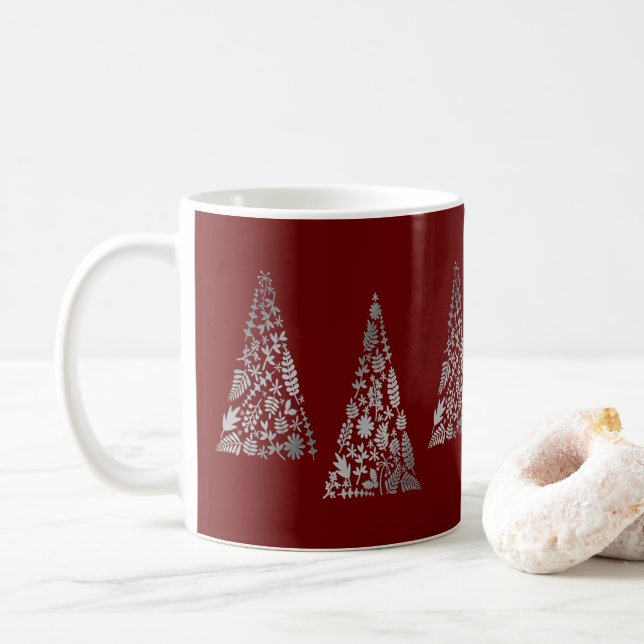 Holiday Red Silver Tree Elegante Kaffeetasse (Mit Donut)