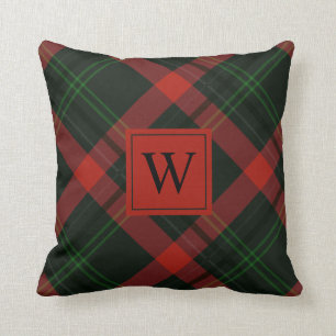 Holiday Red und Green Tartan Kariert mit Monogram Kissen