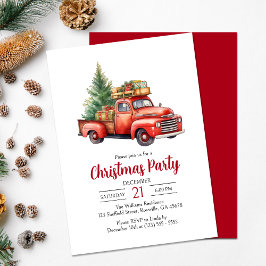 Holiday Red Vintag Truck Weihnachts-Party Einladung