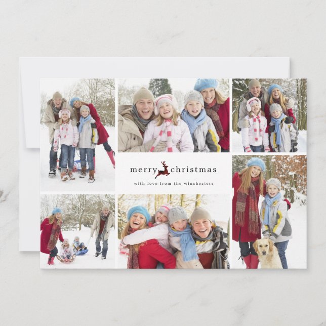 Holiday Reindeer Christmas Collage Feiertagskarte (Vorderseite)