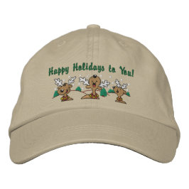 Holiday Reindeer Greetings Bestickte Kappe