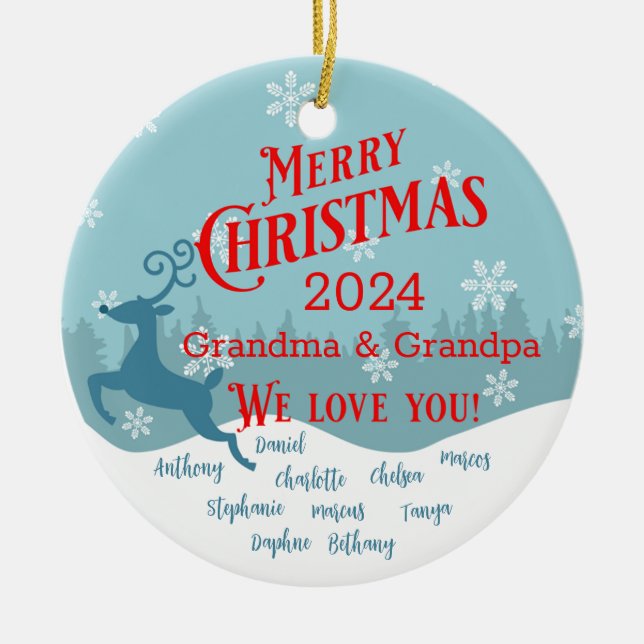 Holiday Rentier Personalisierte Keramik Ornament (Vorne)