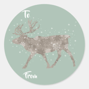 Holiday Rentier Snowflakes - Geschenk Aufkleber