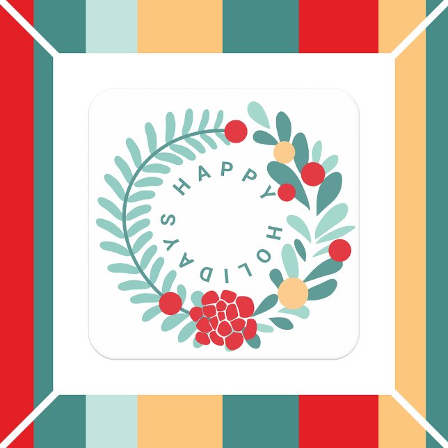 Holiday Retro Vibe Happy Holidays Rechteckiger Pappuntersetzer (Von Creator hochgeladen)