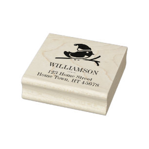 Holiday Robin Square Rücksendeadresse Gummistempel