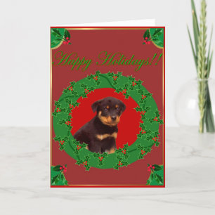 Holiday Rottweiler Grußkarte Feiertagskarte