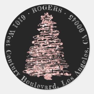 Holiday Rücksendeadresse Schwarzer UAWG Weihnachts Runder Aufkleber