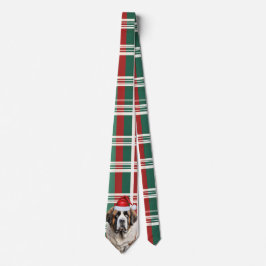 Holiday Saint Bernard Dog Plaid Christmas Krawatte
