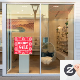 Holiday Sale Red White Snowflakes Business  Fensteraufkleber