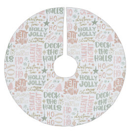 Holiday Sayings & Symbols in Soft Seasonal Tones Polyester Weihnachtsbaumdecke