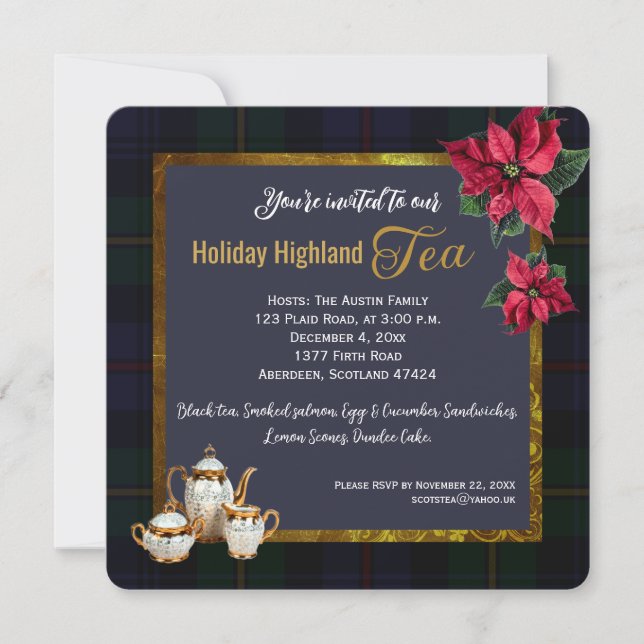 Holiday Scottish Afternoon Tea Party Einladung (Vorderseite)