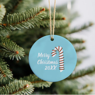 Holiday Season Artistic Candy Cane Keramik Ornament