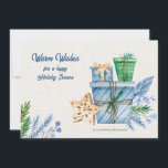 Holiday Season Blue Grußkarte Feiertagskarte<br><div class="desc">Eine Aquarellkarte mit Geschenken, Kiefernästen, Beeren und Sternschmuck. (Bild von pikisuperstar auf Freepik). Die Karte lässt sich leicht mit Ihren Formulierungen, Schriftart und Schriftart anpassen. Nicht genau das, was Sie suchen? Alle unsere Produkte können auf Ihre Bedürfnisse zugeschnitten werden, ohne Aufpreis. Kontaktieren Sie uns einfach unter askcottonlamb@gmail.com. Die Abstimmung der...</div>