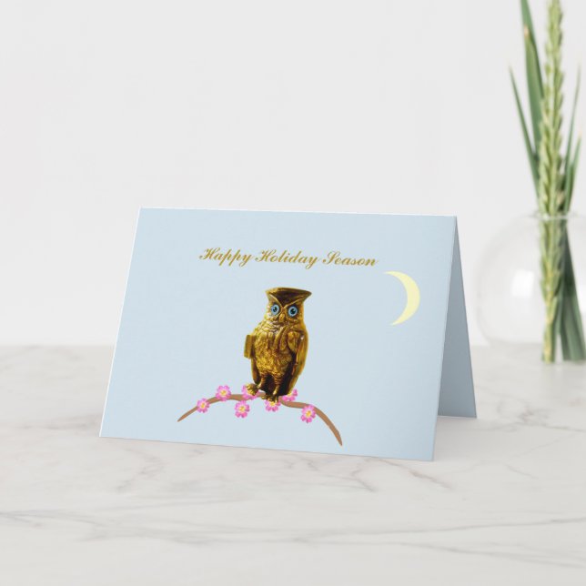 Holiday Season Owl Gruß Feiertagskarte (Vorderseite)