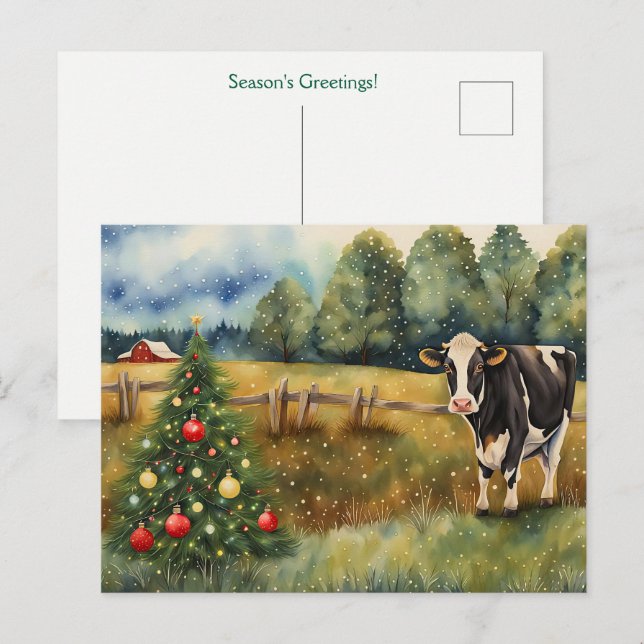 Holiday Seasons Greetings Country Barn  Postkarte (Vorne/Hinten)
