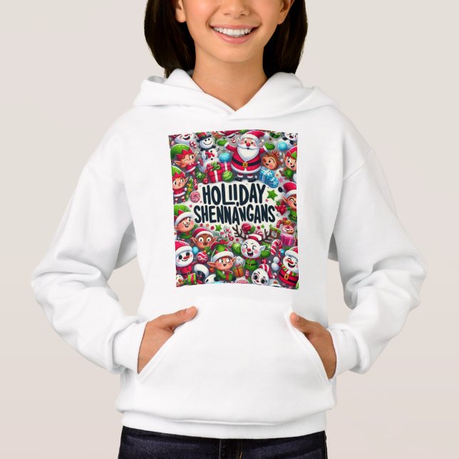 Holiday Shenanigans - Niedlich animierter Weihnach Hoodie (Vorderseite)