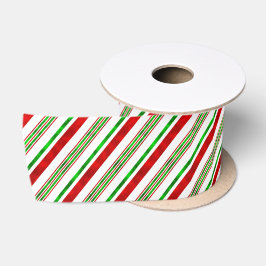 Holiday Shimmer Red Green Strips Satin Ribbon Satinband